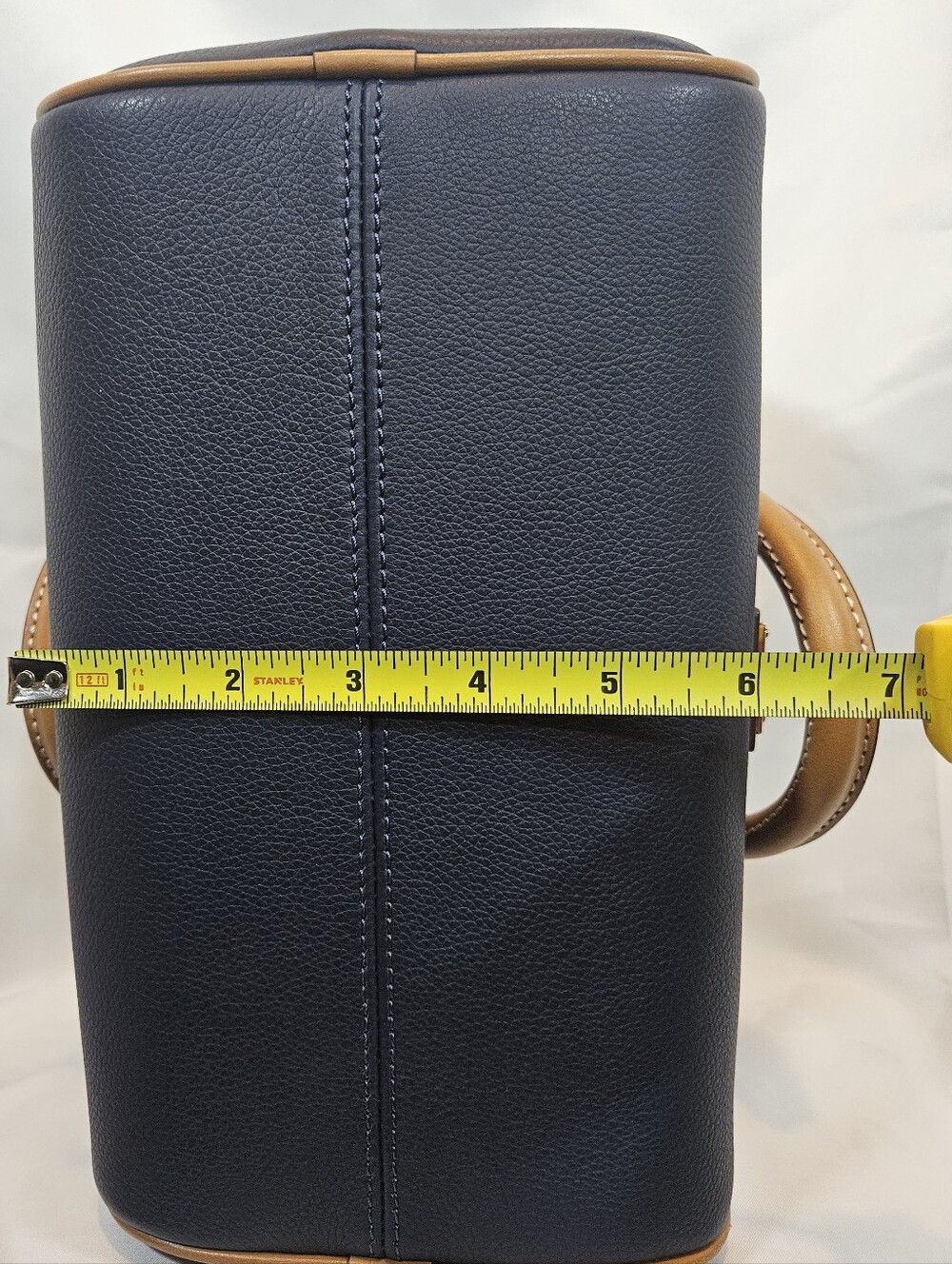 Dooney & Bourke Navy with Tan Trim Barrel Satchel 25 - Picture 11 of 12